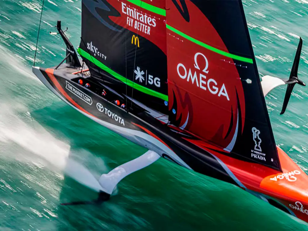 America's Cup Boat "flying"