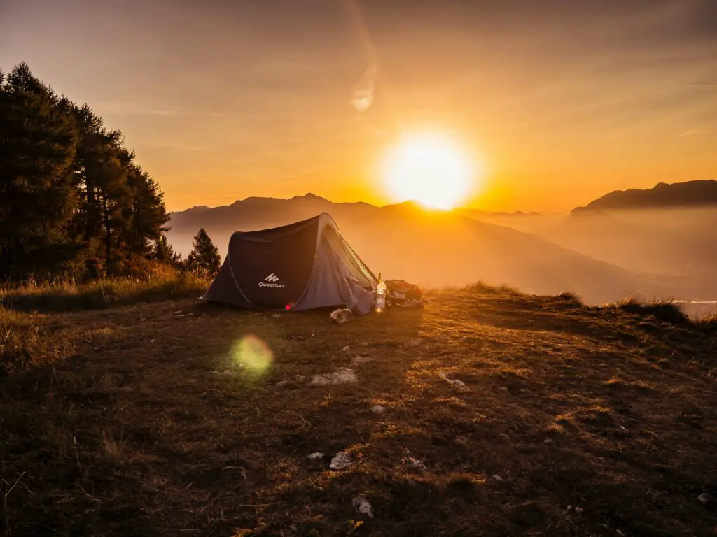 back country camping at the top of a mountain